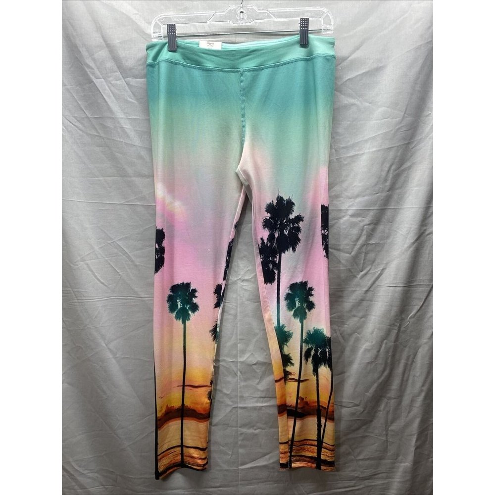 Authentic American Heritage So Yoga Pants Leggings Palm Tree Sunset Large L